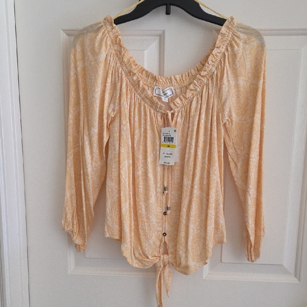 Hippie Rose Junior's Floral- Print BottonTie-Front Tops